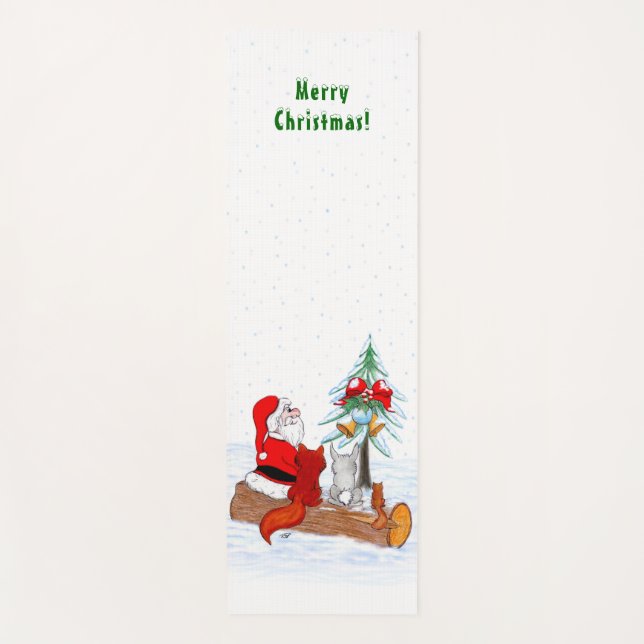 Santa Claus with Rabbit Fox and Squirrel Yoga Mat (Front)