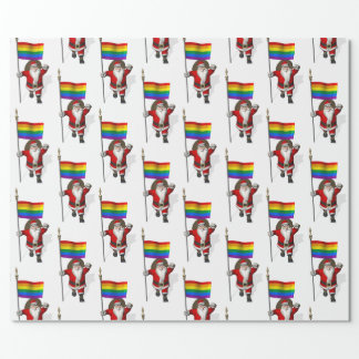 Santa Claus With Rainbow Flag Wrapping Paper