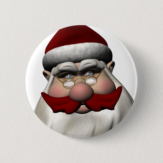 Santa Claus With Red Mustache Button (Front)