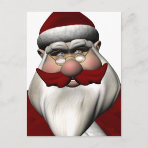 Santa Claus With Red Mustache Holiday Postcard