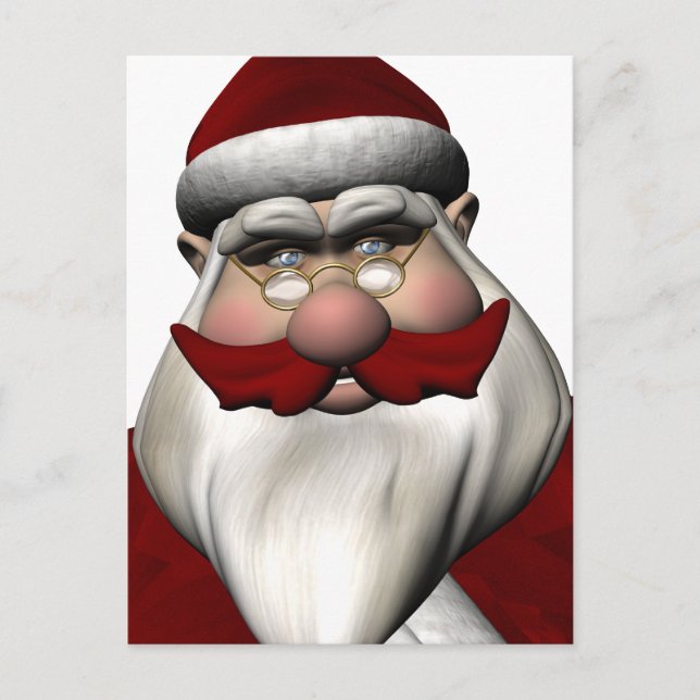 Santa Claus With Red Mustache Holiday Postcard (Front)