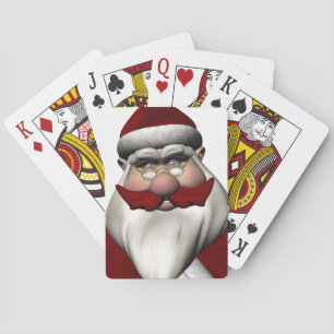 Santa Claus With Red Mustache Poker Cards