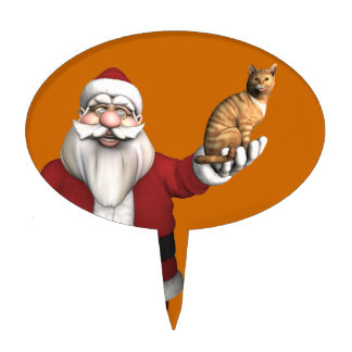Santa Claus With Red Tabby Cake Topper