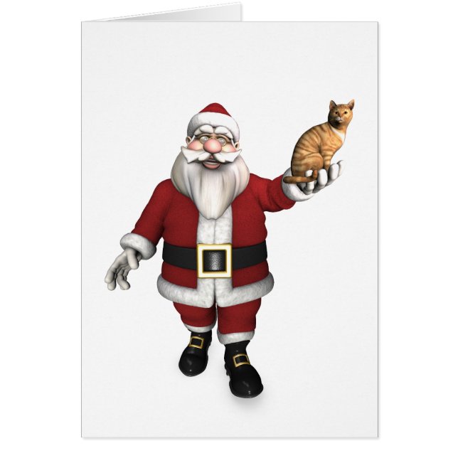 Santa Claus With Red Tabby Cards (Front)