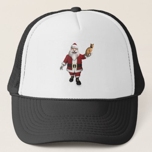 Santa Claus With Red Tabby Trucker Hat