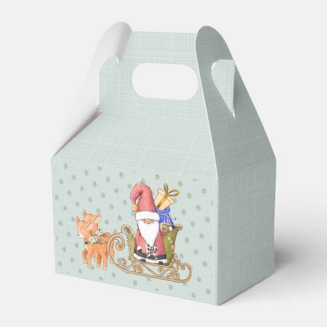 Santa Claus with Reindeer and Sleigh Custom   Favor Boxes (Front Side)