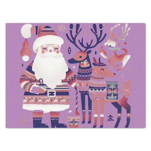 Santa Claus with Reindeers Tissue Paper