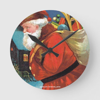 SANTA CLAUS WITH SACK FULL OF GIFTS ROUND CLOCK