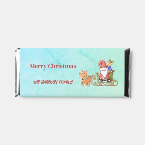 Santa Claus with Sleigh and Reindeer Personalized  Hershey Bar Favors