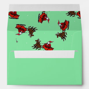 Santa Claus with sly on green Envelope