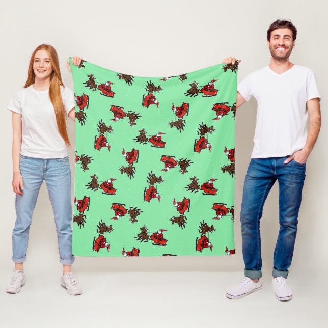 Santa Claus with sly on green Fleece Blanket (In Situ)