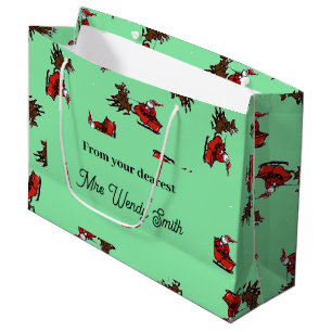 Santa Claus with sly on green Large Gift Bag