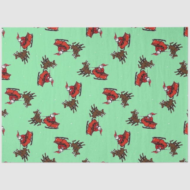 Santa Claus with sly on green Tissue Paper (Front)