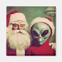 Santa Claus with Space Alien UFO Christmas 