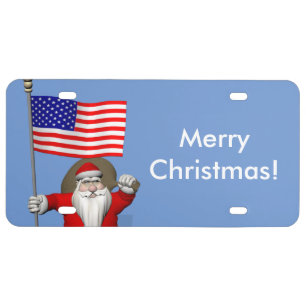 Santa Claus With Star Spangled Banner License Plate