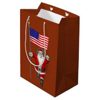 Santa Claus With Star Spangled Banner Medium Gift Bag