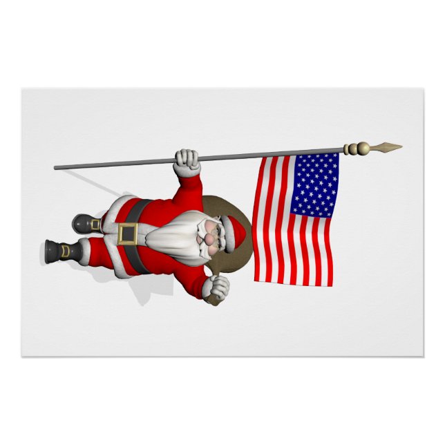 Santa Claus With Star Spangled Banner Poster (Front)
