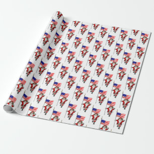 Santa Claus With Star Spangled Banner Wrapping Paper