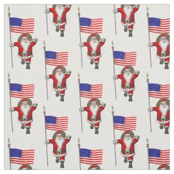 Santa Claus With Stars And Stripes Fabric by santa_claus_usa at Zazzle