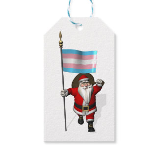Santa Claus With Trans Pride Flag Gift Tags