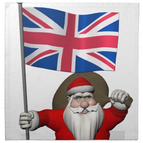Santa Claus With Union Flag Of The UK Napkin