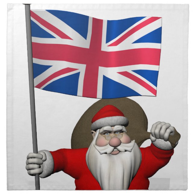 Santa Claus With Union Flag Of The UK Napkin (Front)