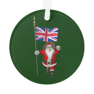 Santa Claus With Union Flag Of The UK Ornament