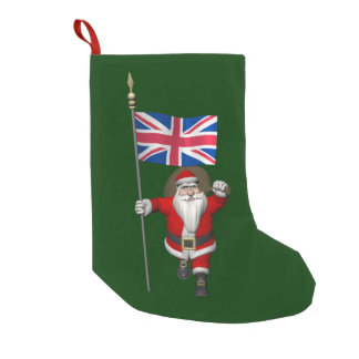 Santa Claus With Union Flag Of The UK Small Christmas Stocking