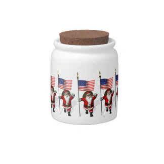Santa Claus With US Flag Candy Jar