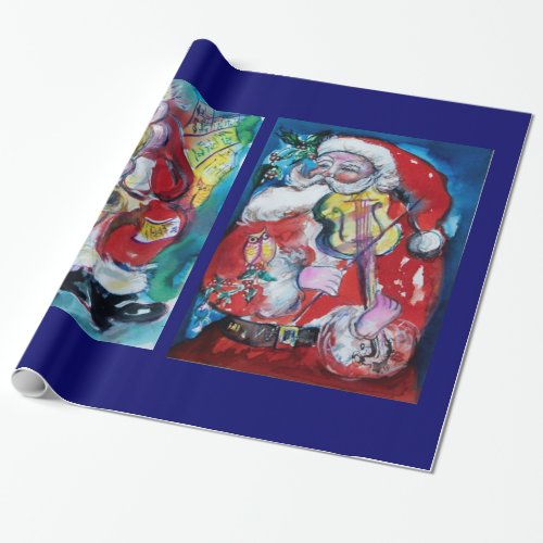 SANTA CLAUS WITH VIOLIN AND SAX WRAPPING PAPER