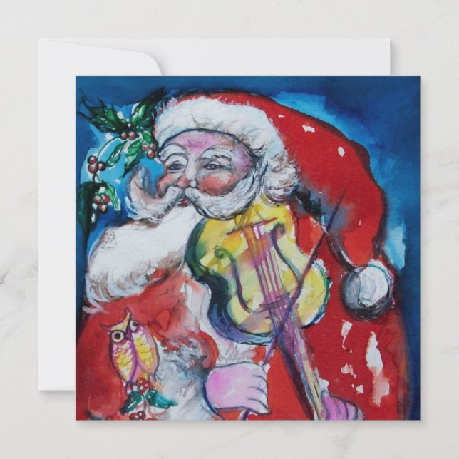 SANTA  CLAUS WITH VIOLIN - CHRISTMAS PARTY Ice Invitation (Front)