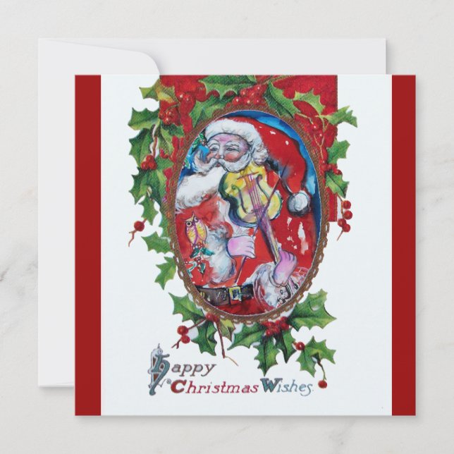 SANTA  CLAUS WITH VIOLIN - CHRISTMAS PARTY INVITATION (Front)
