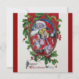 SANTA CLAUS WITH VIOLIN - CHRISTMAS PARTY INVITATION