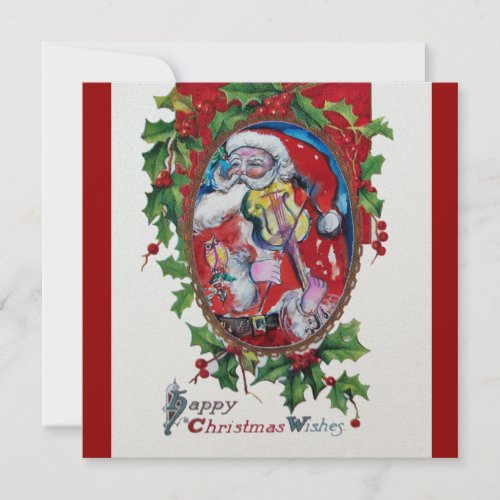 SANTA  CLAUS WITH VIOLIN _ CHRISTMAS PARTY INVITATION