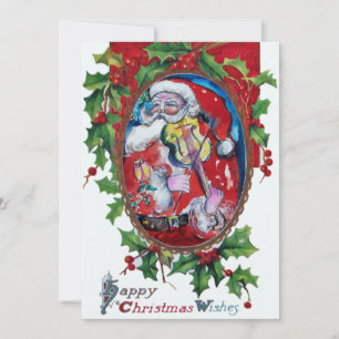 SANTA  CLAUS WITH VIOLIN - CHRISTMAS PARTY INVITATION
