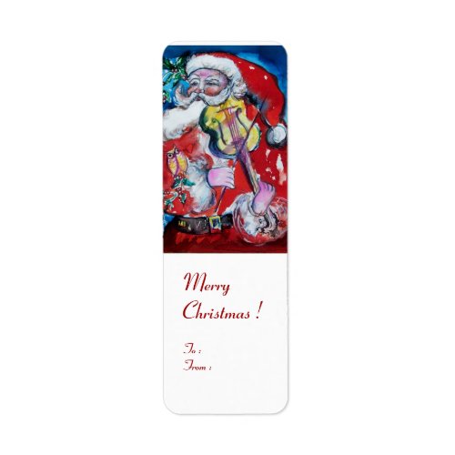 SANTA  CLAUS WITH VIOLIN Musical Christmas Label