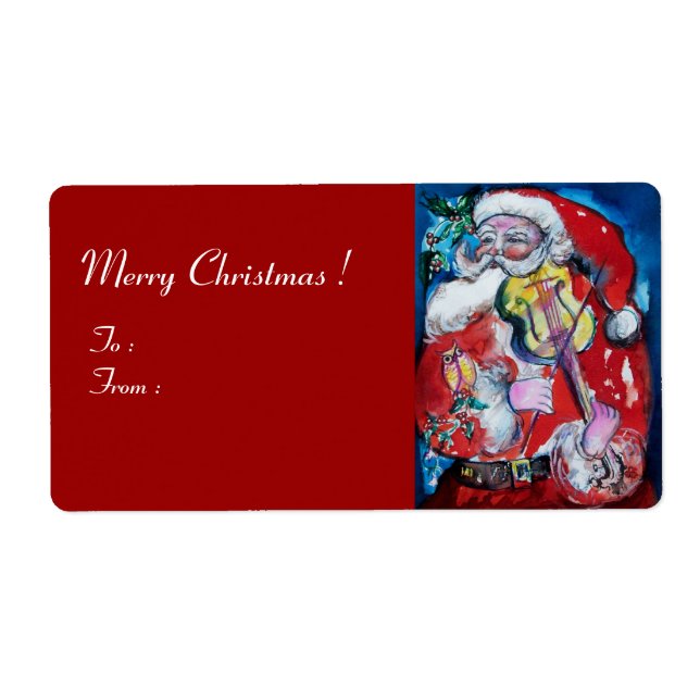 SANTA  CLAUS WITH VIOLIN Musical Christmas Red Label (Front)
