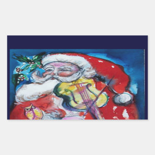 SANTA CLAUS WITH VIOLIN RECTANGULAR STICKER