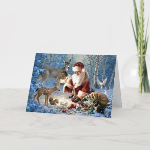 Santa Claus with wildlife Holiday Card