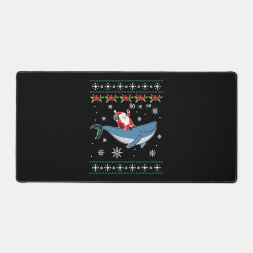 Santa Claus With Xmas Riding Whale Ugly Merry Desk Mat