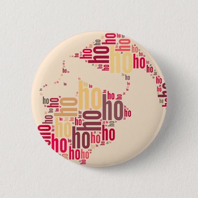 Santa Claus wordcloud Ho Ho Ho Button (Front)