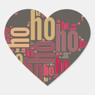 Santa Claus wordcloud Ho Ho Ho Heart Sticker