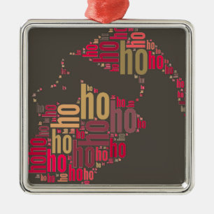 Santa Claus wordcloud Ho Ho Ho Metal Ornament