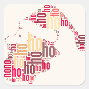 Santa Claus wordcloud Ho Ho Ho Square Sticker