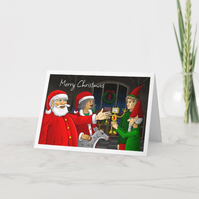 Santa Claus Workshop Christmas Card (Front)