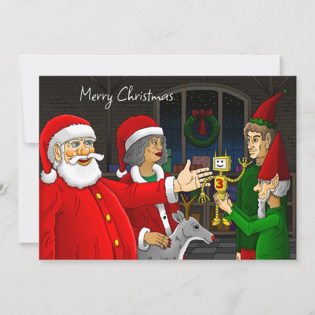 Santa Claus Workshop Christmas Card (Front)
