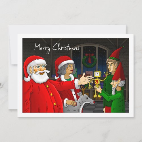 Santa Claus Workshop Christmas Card