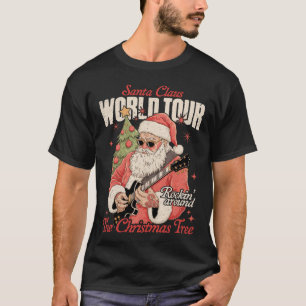 Santa Claus World Tour Christmas Rock Guitar T-Shirt