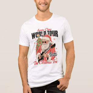 Santa Claus World Tour Christmas Rock Guitar Tri-Blend Shirt