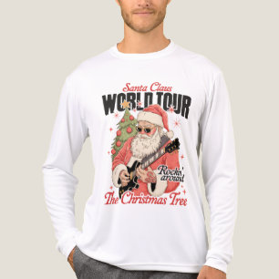 Santa Claus World Tour Cool Christmas Music Guitar Tri-Blend Shirt